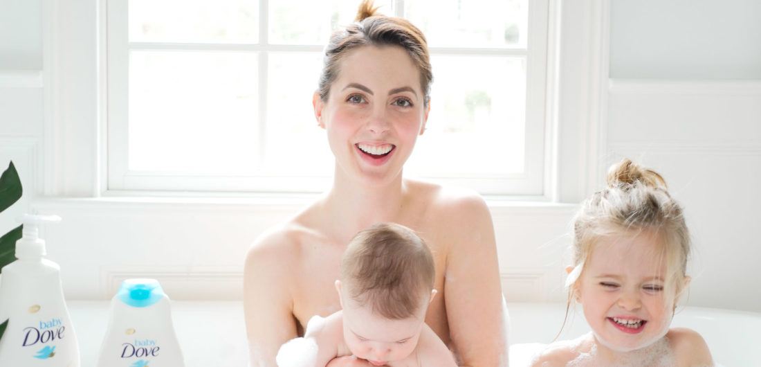 Brenda Mierish Martino takes a bubble bath with her two babies and Baby Dove soap