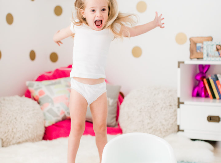 Marlowe Martino jumps for joy to be finished with potty training!