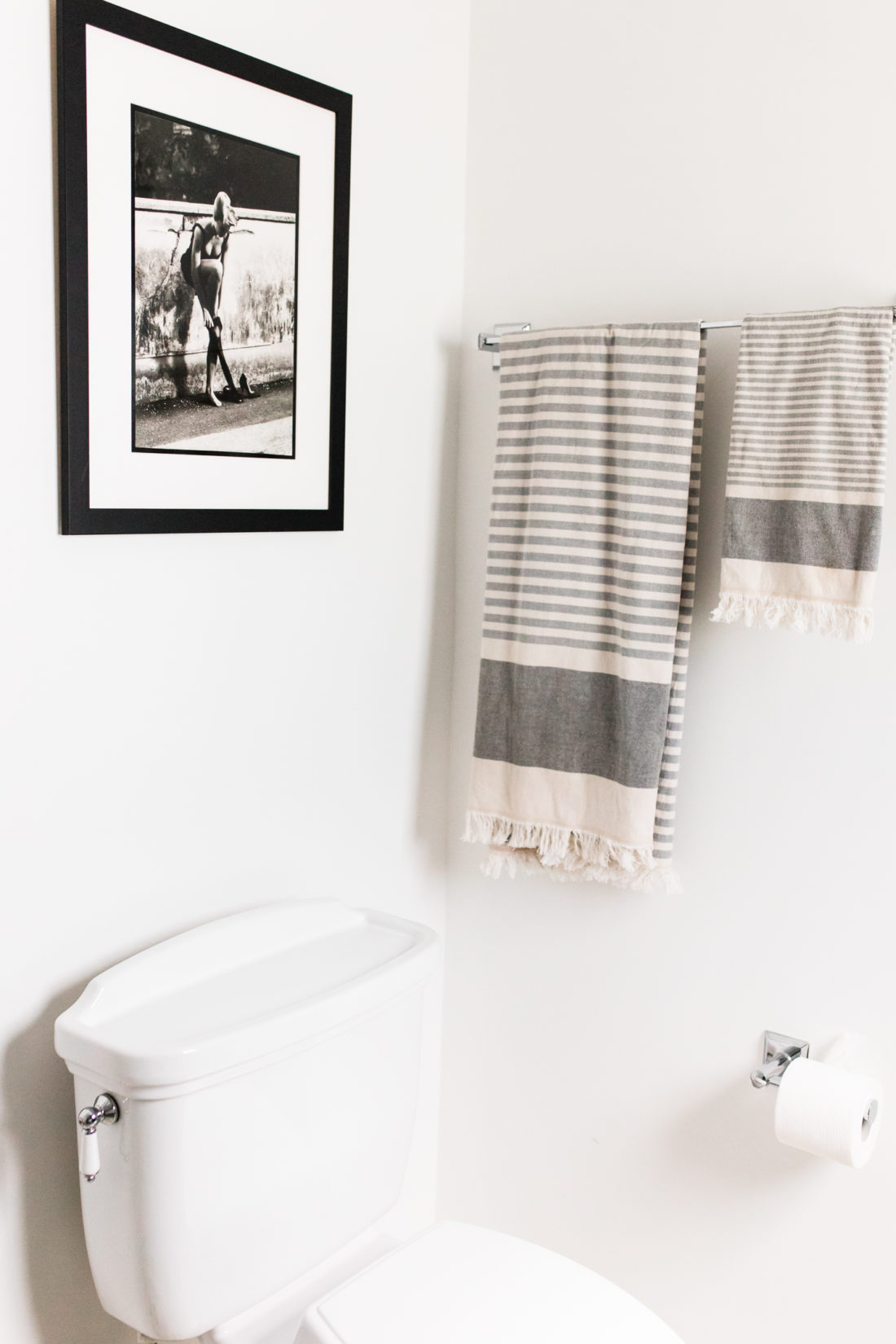 Brenda Mierish Martino shares the full redesign of her black, white, and grey concept powder room in her Connecticut home